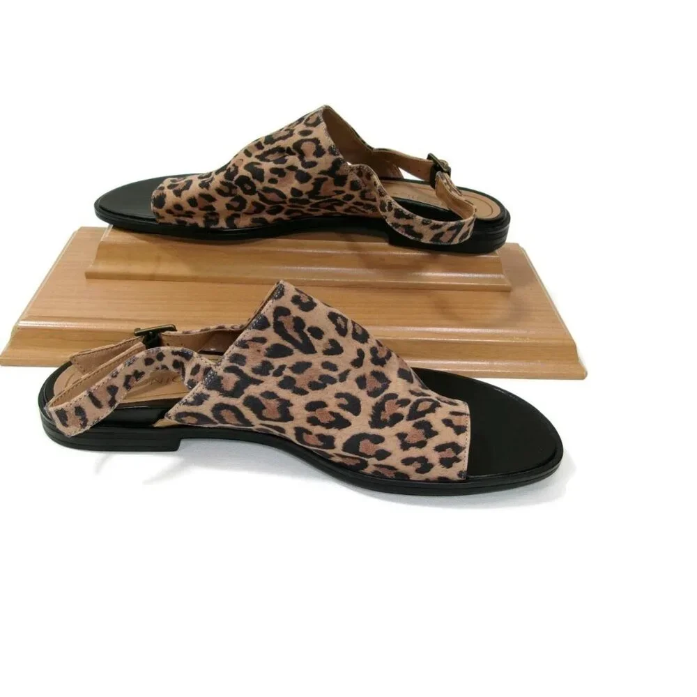 Vionice Womens Ella Toffee Leather Leopard Print Sandals Shoes Size 10 M - Picture 9 of 16